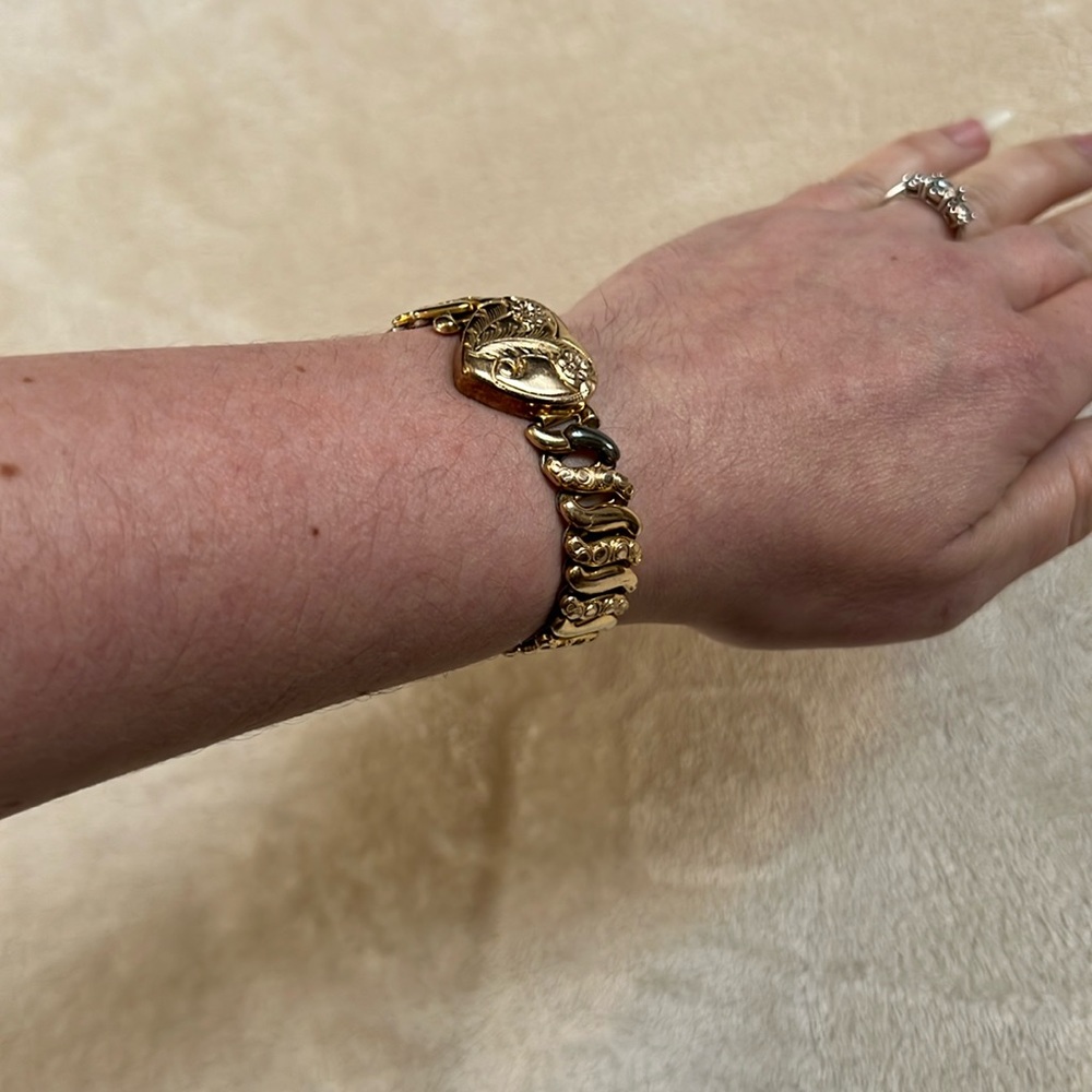 Vintage Sweetheart heart gold filled bracelet 1940s